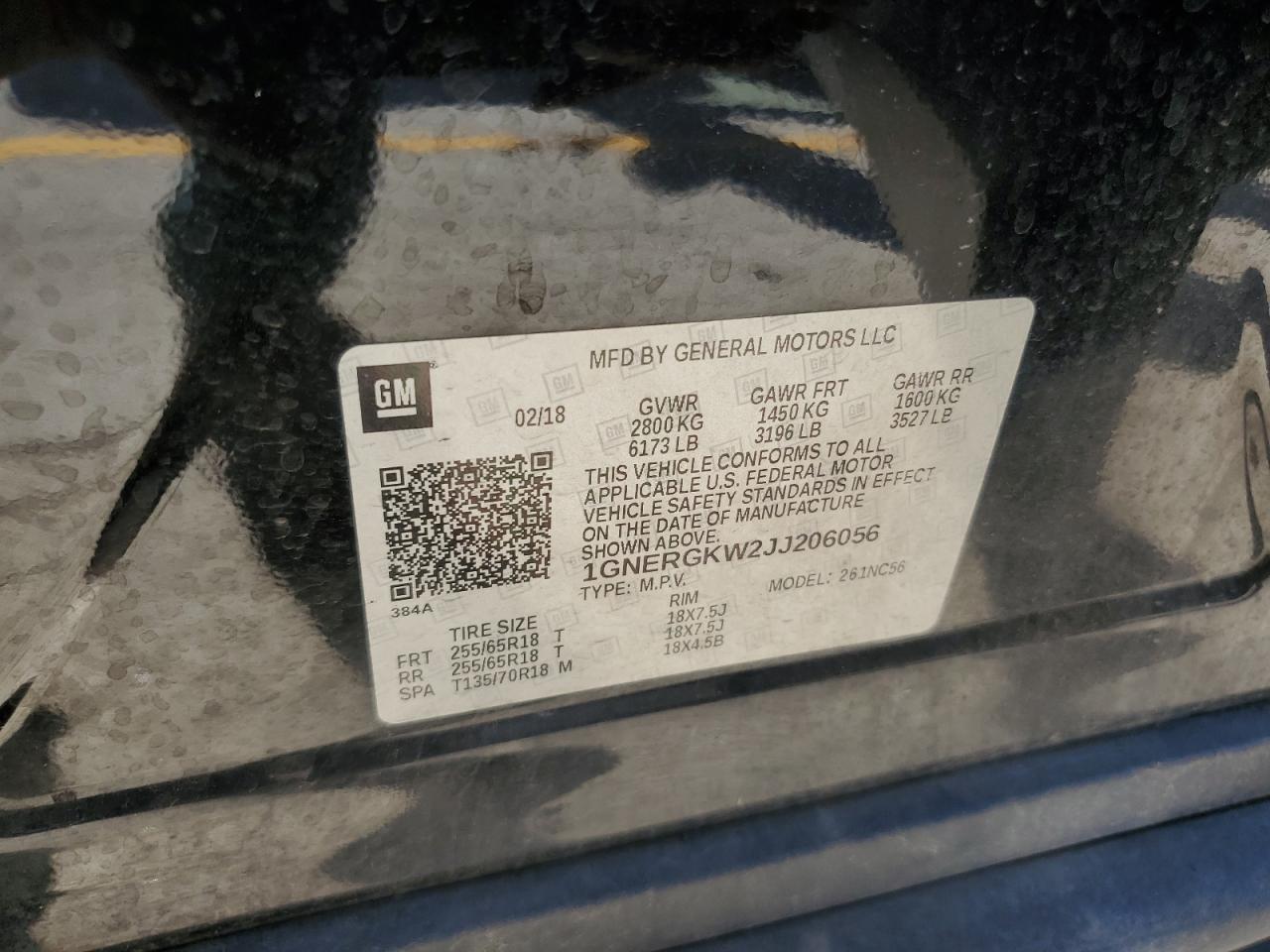 2018 Chevrolet Traverse Lt VIN: 1GNERGKW2JJ206056 Lot: 57337565