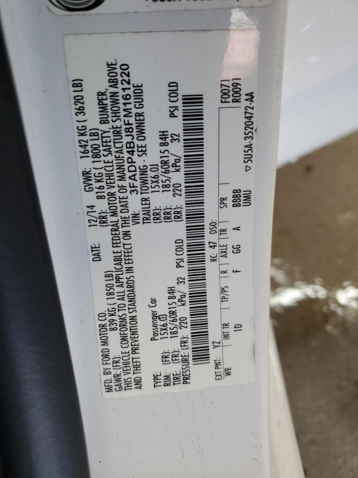 2015 Ford Fiesta Se VIN: 3FADP4BJ8FM161220 Lot: 56687895