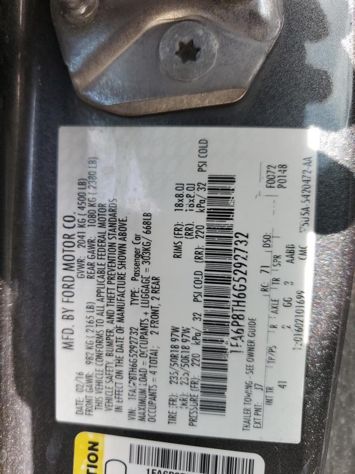 2016 Ford Mustang VIN: 1FA6P8TH6G5292732 Lot: 57324565