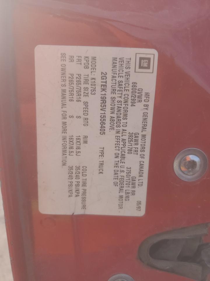 1997 GMC Sierra K1500 VIN: 2GTEK19R5V1556405 Lot: 55121365