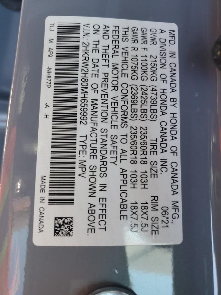 2HKRW2H80MH659992 HONDA CRV 2021
