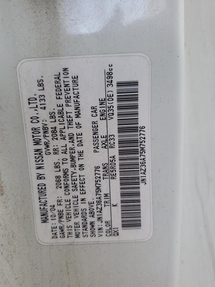2005 Nissan 350Z Roadster VIN: JN1AZ36A75M752776 Lot: 56606075