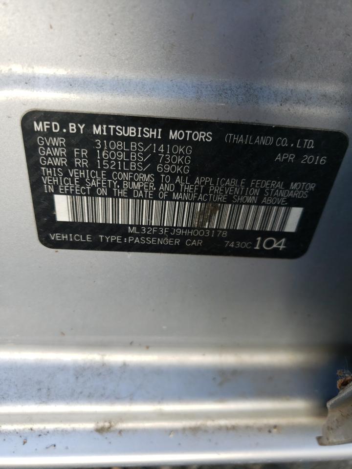 2017 Mitsubishi Mirage G4 Es VIN: ML32F3FJ9HH003178 Lot: 56322855