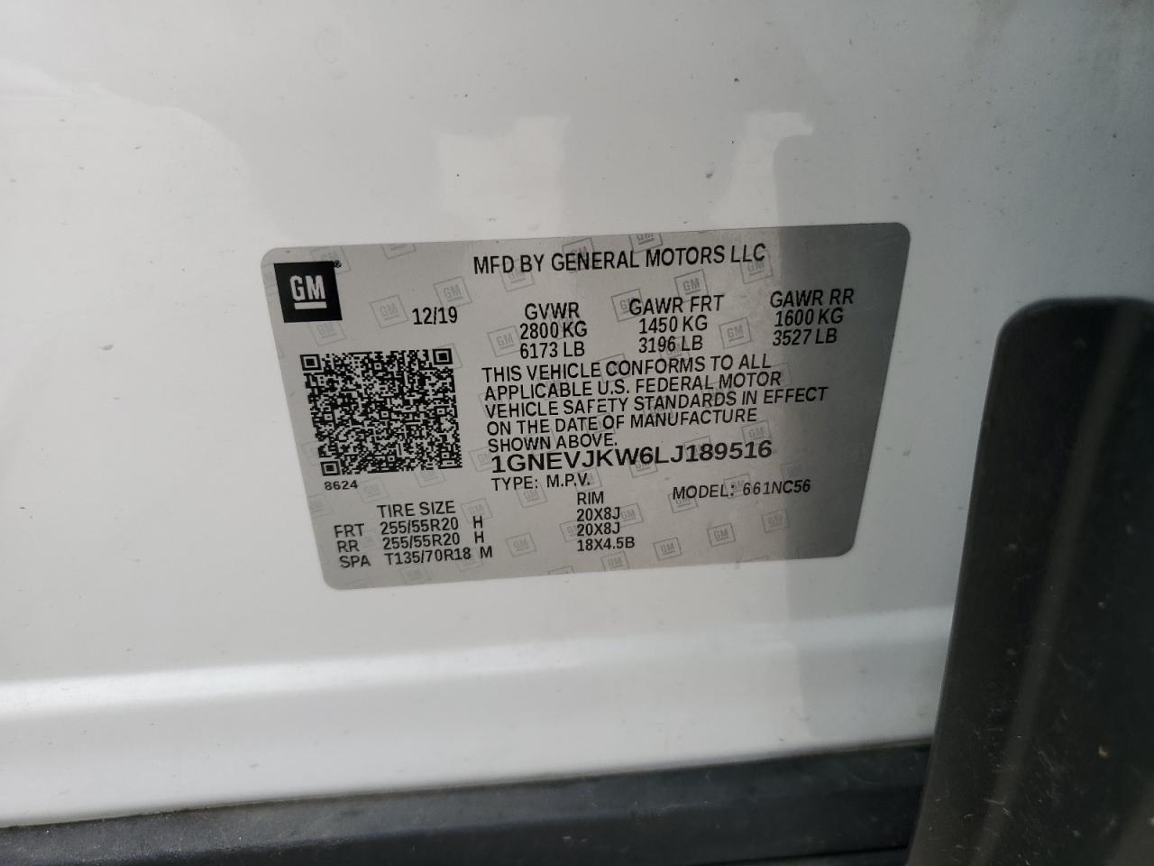 2020 Chevrolet Traverse Rs VIN: 1GNEVJKW6LJ189516 Lot: 55570355