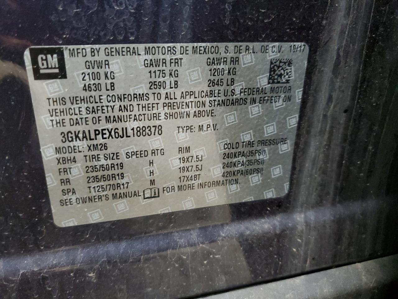 3GKALPEX6JL188378 GMC TERRAIN 2018