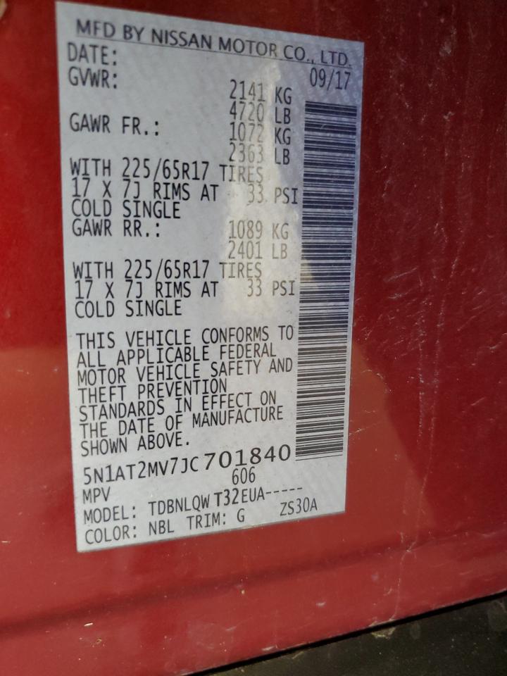 5N1AT2MV7JC701840 NISSAN ROGUE 2018