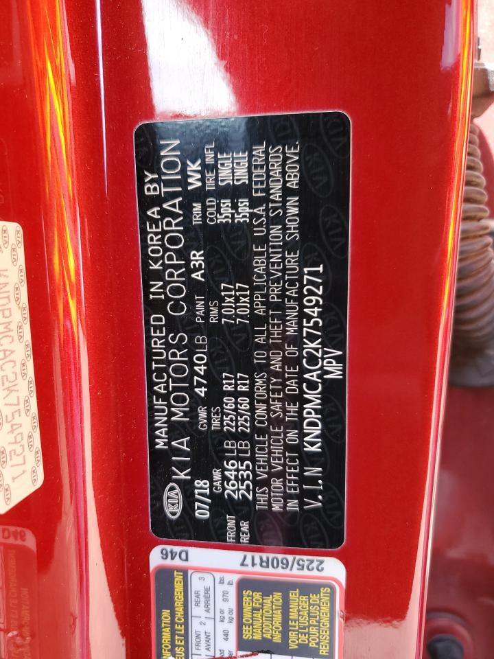 2019 Kia Sportage Lx VIN: KNDPMCAC2K7549271 Lot: 58807615