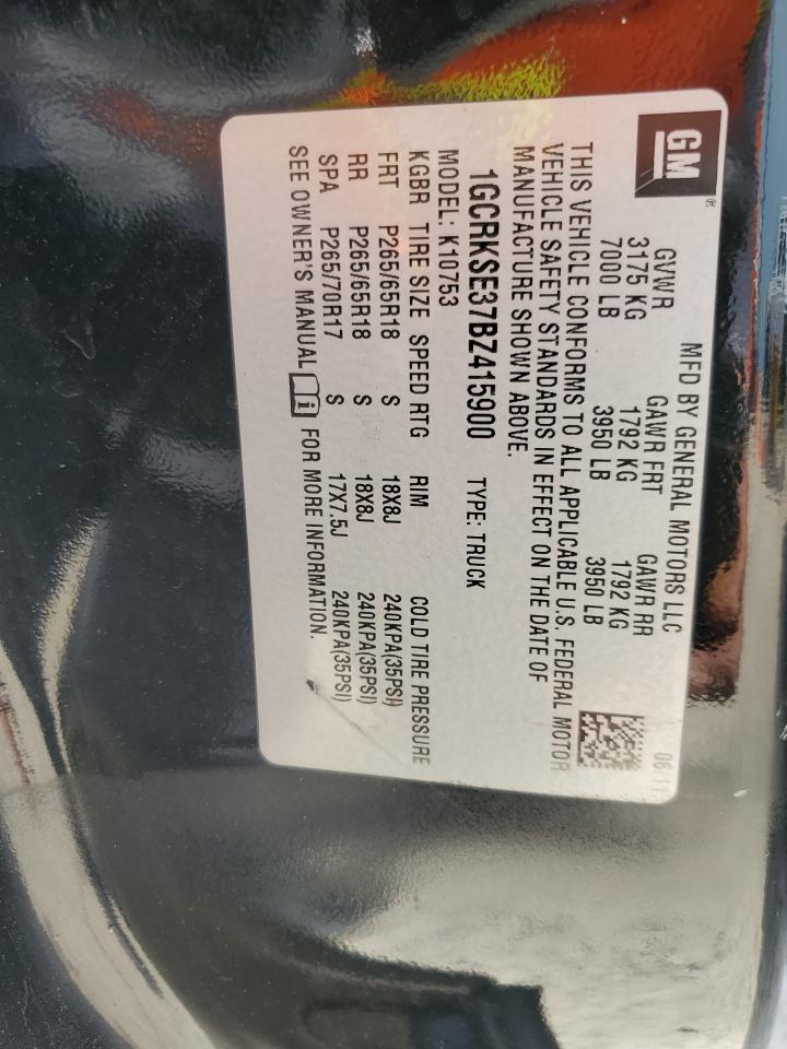 2011 Chevrolet Silverado K1500 Lt VIN: 1GCRKSE37BZ415900 Lot: 59185435