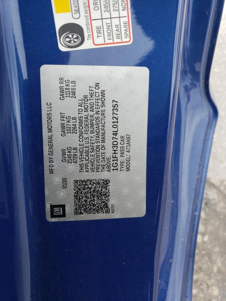 1G1FH3D74L0127357 CHEVROLET CAMARO 2020