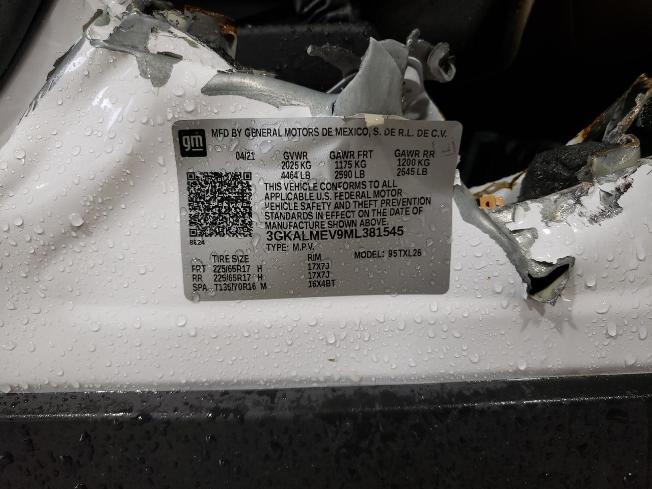 2021 GMC Terrain Sle VIN: 3GKALMEV9ML381545 Lot: 56536535