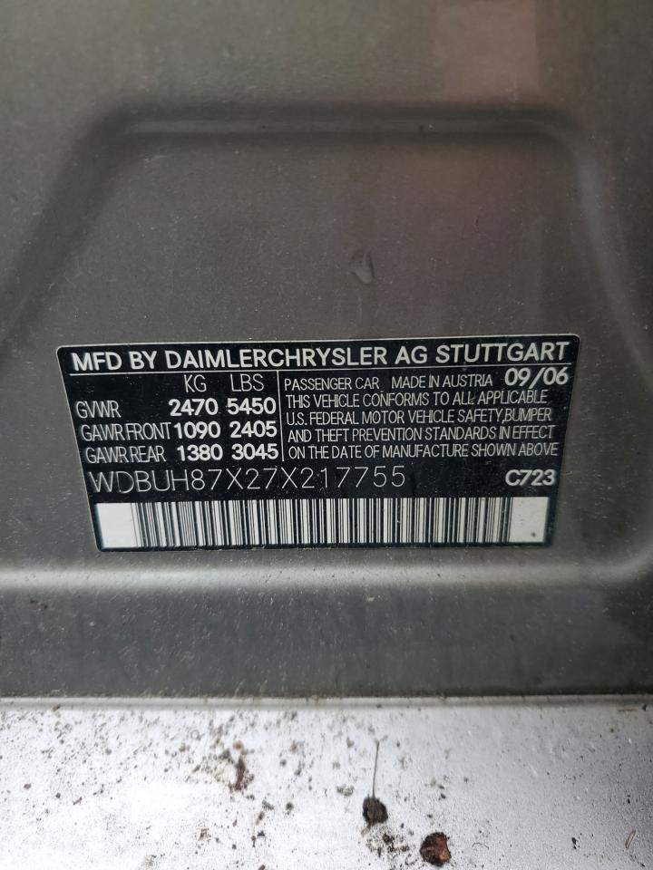 2007 Mercedes-Benz E 350 4Matic Wagon VIN: WDBUH87X27X217755 Lot: 58128765