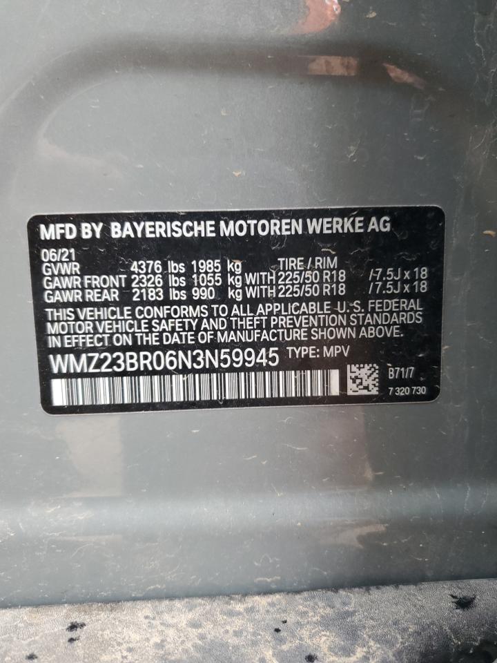 2022 Mini Cooper Countryman VIN: WMZ23BR06N3N59945 Lot: 56238275