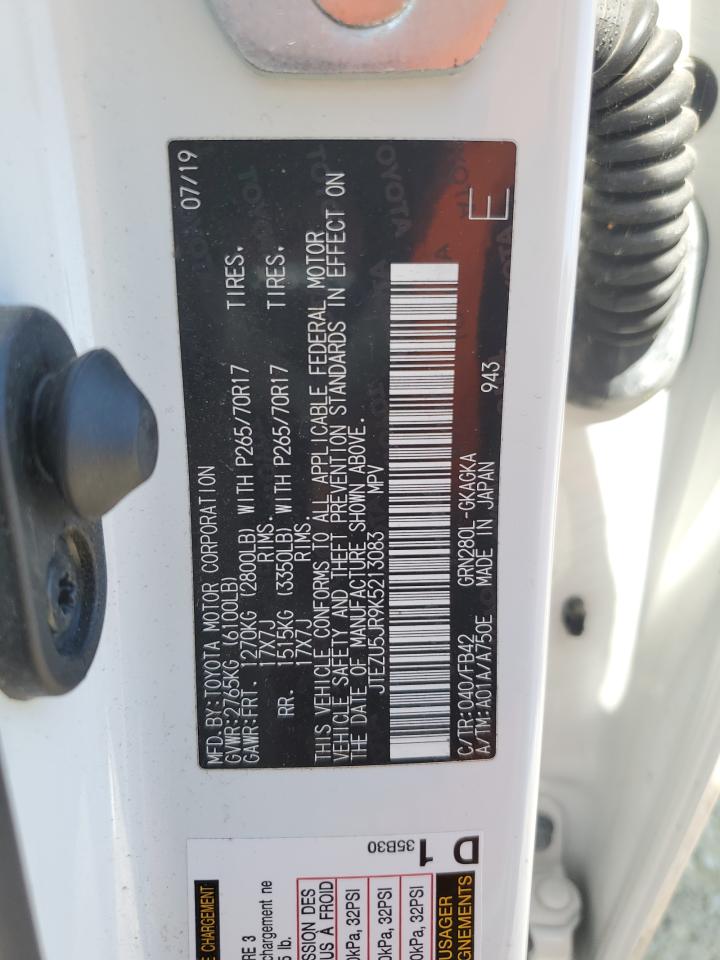 2019 Toyota 4Runner Sr5 VIN: JTEZU5JR9K5213083 Lot: 57988495