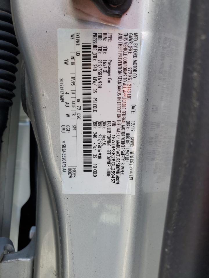 1FADP3K26GL259457 FORD FOCUS 2016