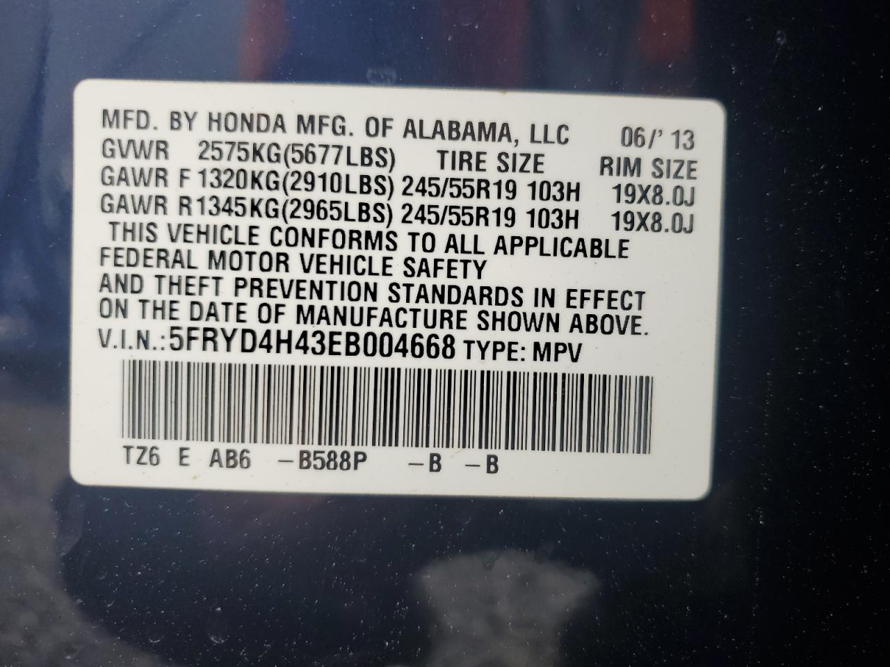 2014 Acura Mdx Technology VIN: 5FRYD4H43EB004668 Lot: 55882265