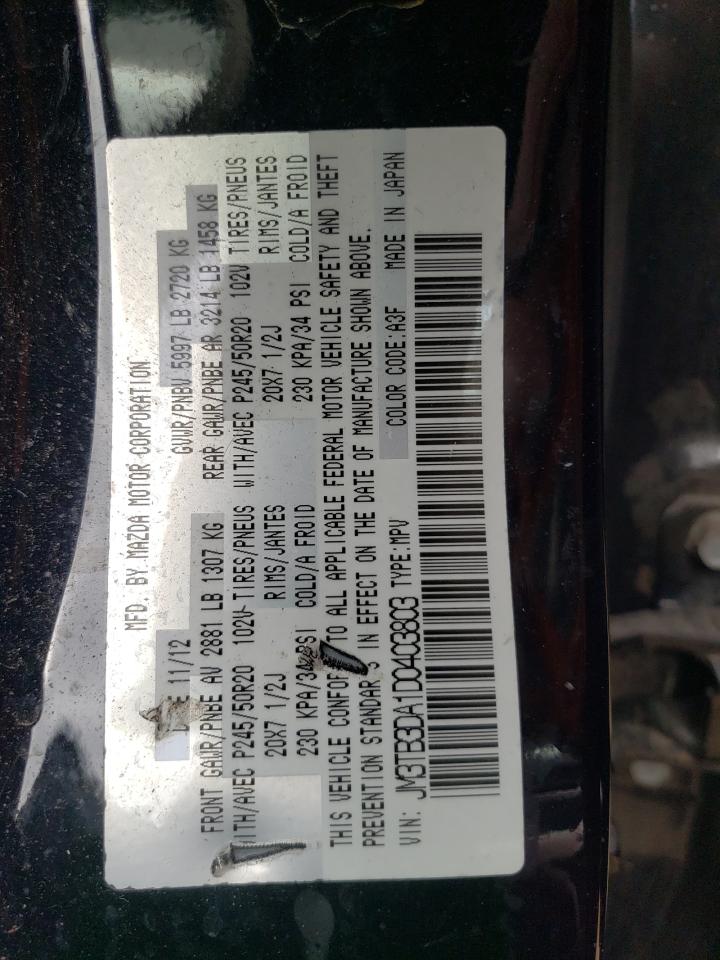 2013 Mazda Cx-9 Grand Touring VIN: JM3TB3DA1D0403803 Lot: 56540205