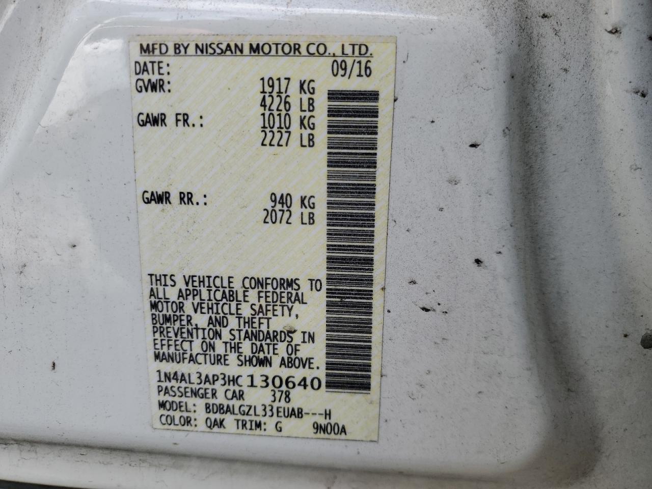 1N4AL3AP3HC130640 NISSAN ALTIMA 2017