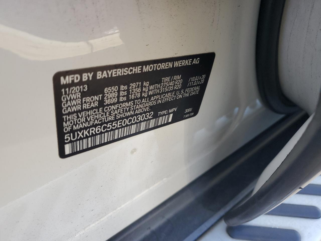 2014 BMW X5 xDrive50I VIN: 5UXKR6C55E0C03032 Lot: 57274505