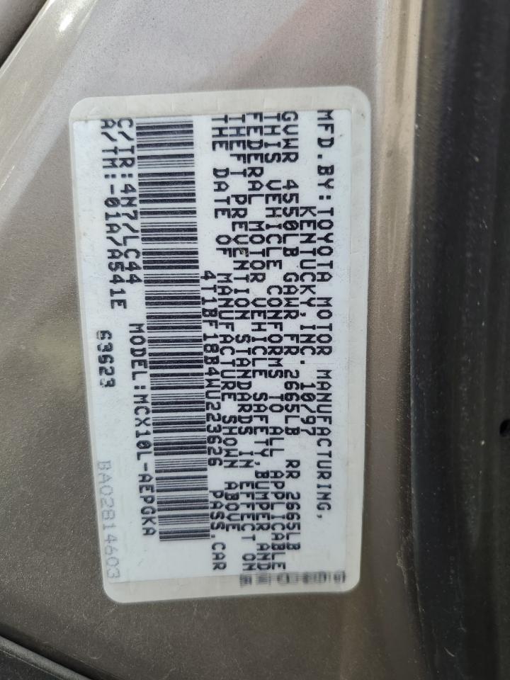 1998 Toyota Avalon Xl VIN: 4T1BF18B4WU223626 Lot: 58790915