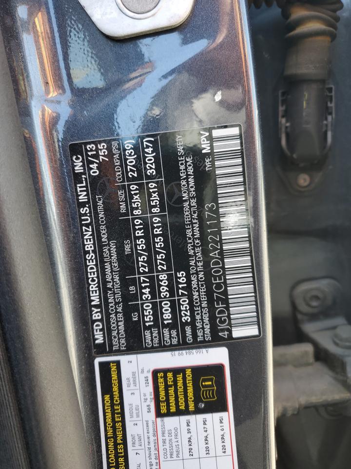 2013 Mercedes-Benz Gl 450 4Matic VIN: 4JGDF7CE0DA221173 Lot: 55532115