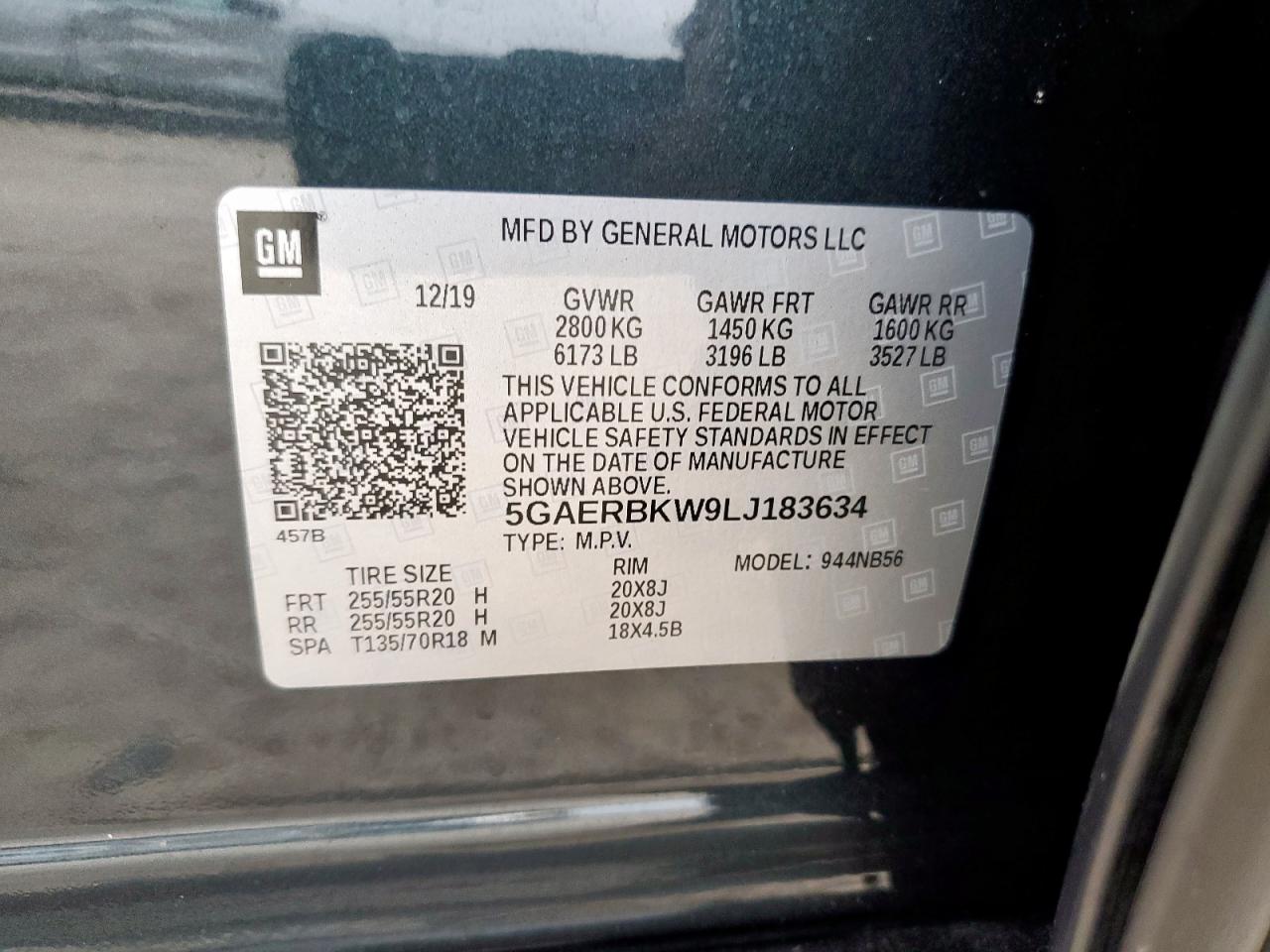 2020 Buick Enclave Essence VIN: 5GAERBKW9LJ183634 Lot: 56298915