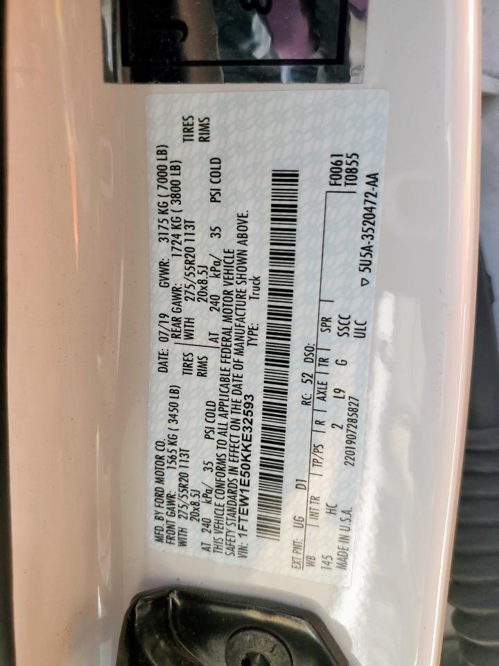 2019 Ford F150 Supercrew VIN: 1FTEW1E50KKE32593 Lot: 56999775