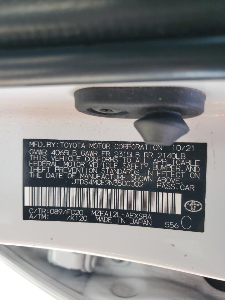 JTDS4MCE2N3500002 TOYOTA COROLLA 2022