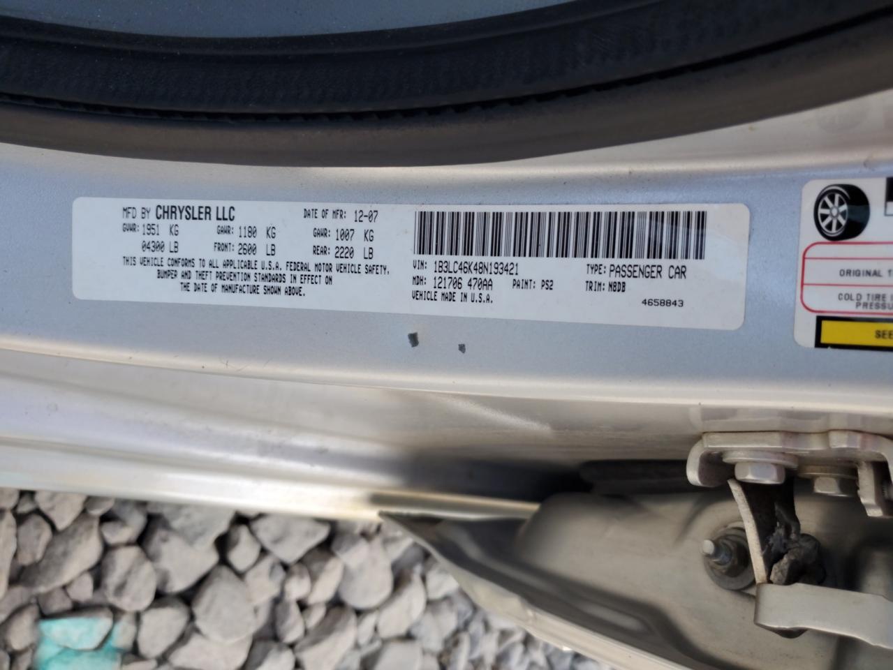 2008 Dodge Avenger Se VIN: 1B3LC46K48N193421 Lot: 56924155