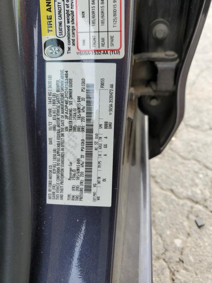 2013 Ford Fiesta Se VIN: 3FADP4EJ1DM153484 Lot: 56882635