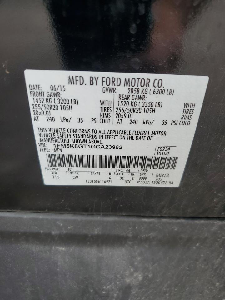 1FM5K8GT1GGA23962 FORD EXPLORER 2016