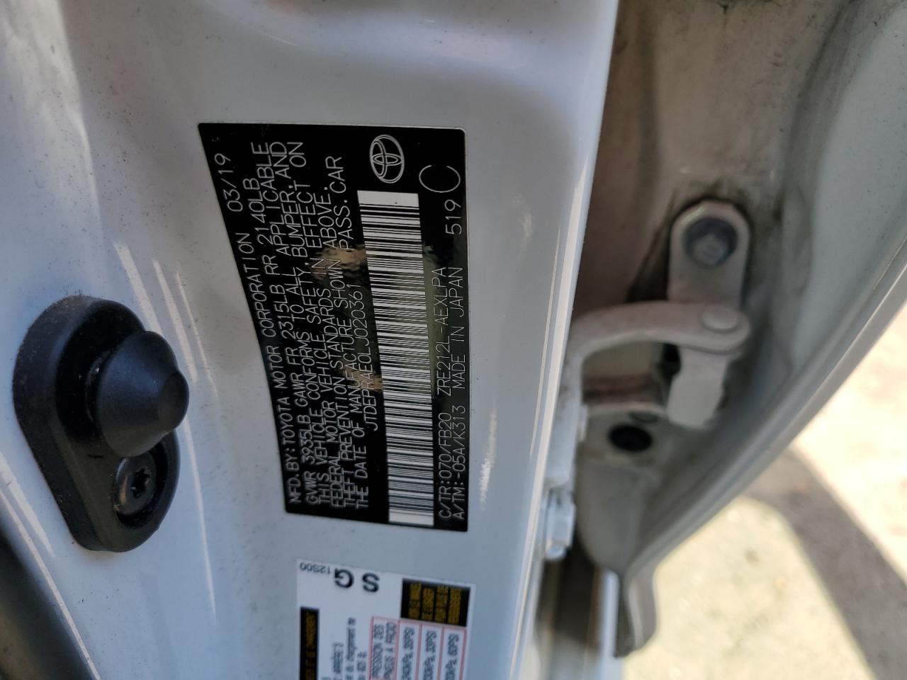 JTDEPRAE0LJ020361 TOYOTA COROLLA 2020