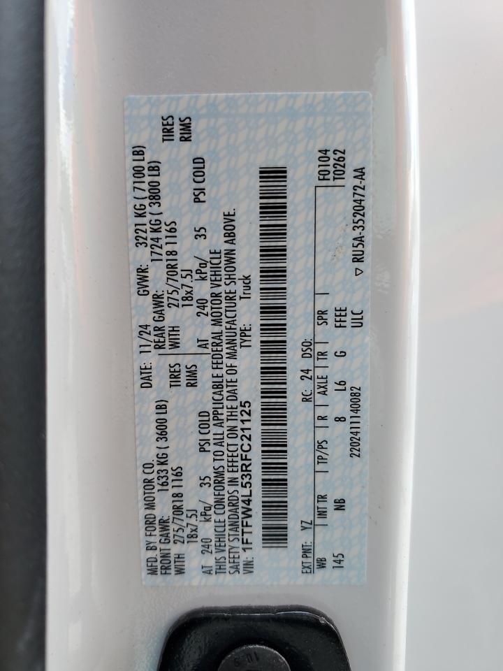 1FTFW4L53RFC21125 FORD F150 TREMO 2024