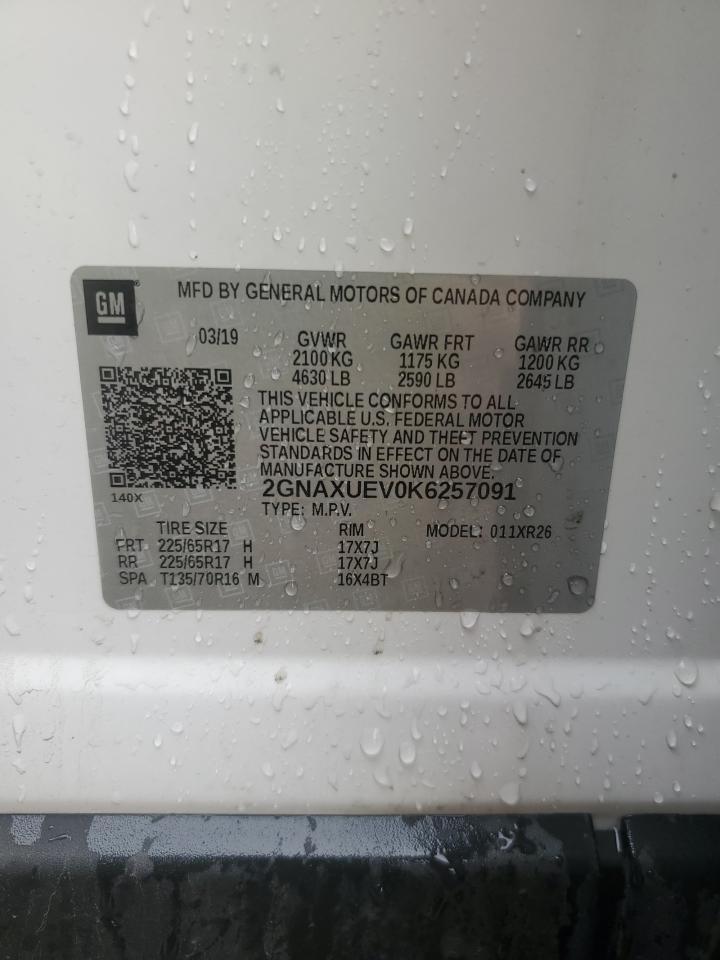 2GNAXUEV0K6257091 CHEVROLET EQUINOX 2019