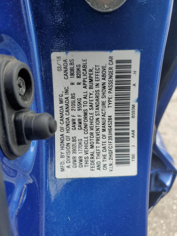 2HGFC1F39JH645284 HONDA CIVIC 2018
