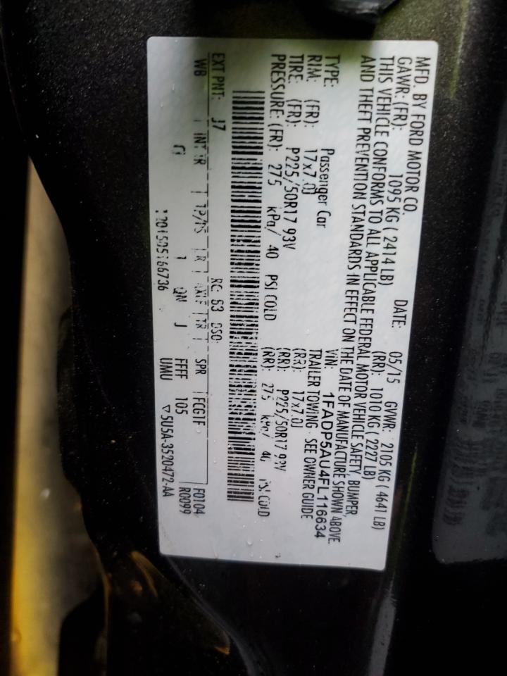 2015 Ford C-Max Se VIN: 1FADP5AU4FL116634 Lot: 57097165