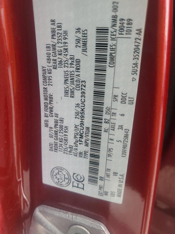 1FMCU9H95KUC39723 FORD ESCAPE 2019