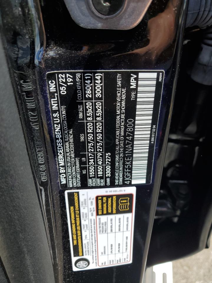 2022 Mercedes-Benz Gls 450 4Matic VIN: 4JGFF5KE1NA747800 Lot: 56194685
