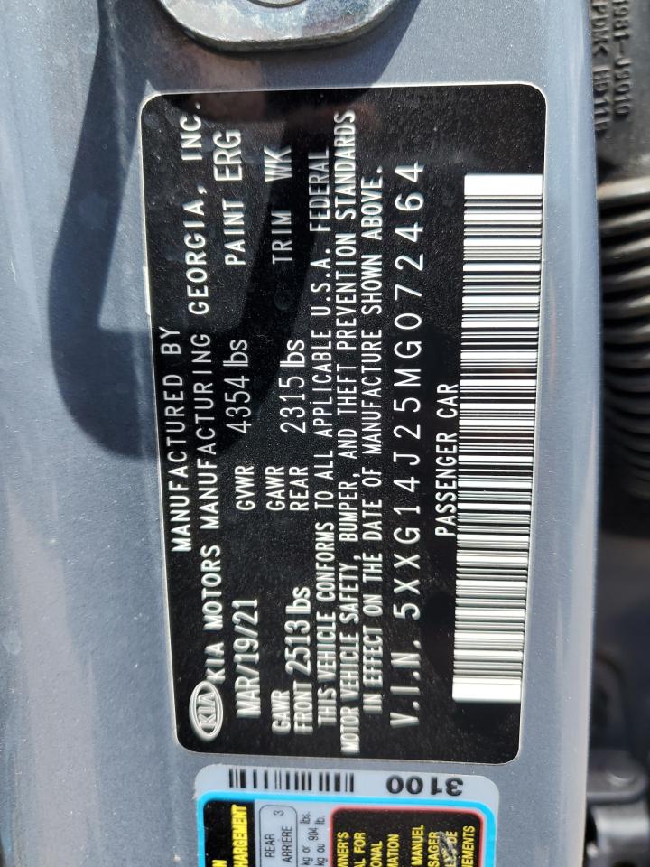 2021 Kia K5 Lxs VIN: 5XXG14J25MG072464 Lot: 57181245
