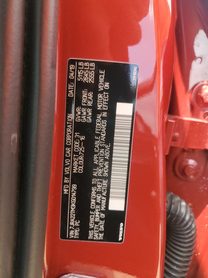 2019 Volvo S60 T6 R-Design VIN: 7JRA22TM3KG01479 Lot: 58168635