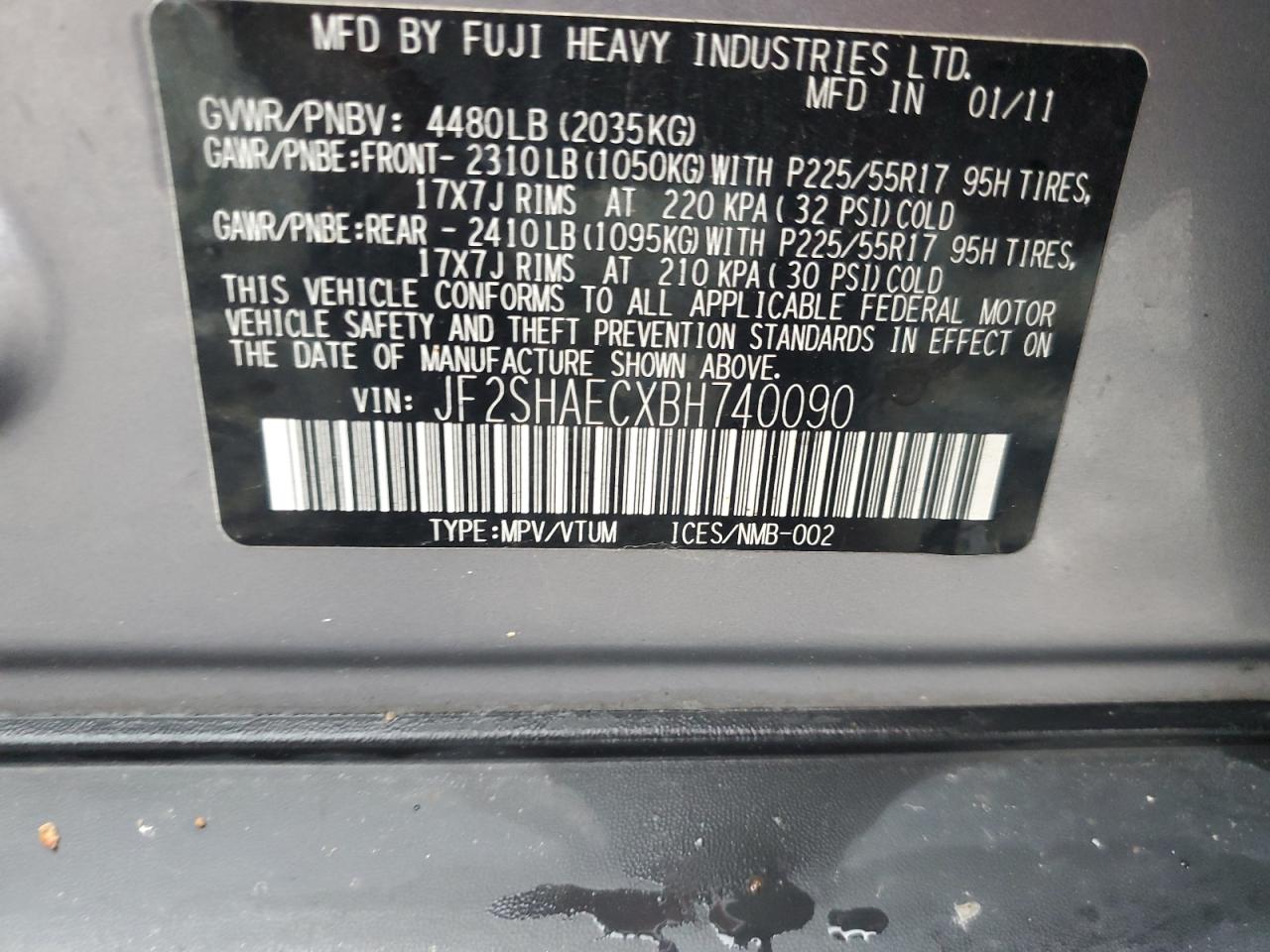 2011 Subaru Forester Limited VIN: JF2SHAECXBH740090 Lot: 56787735