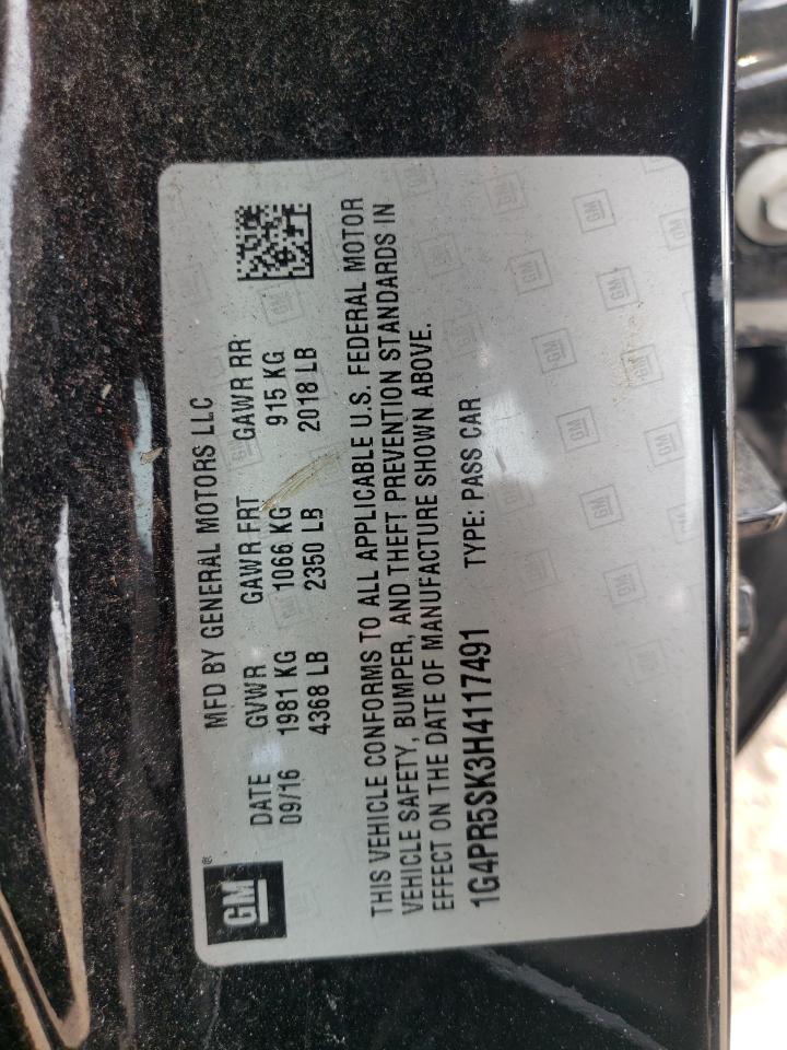 2017 Buick Verano Sport Touring VIN: 1G4PR5SK3H4117491 Lot: 58555245