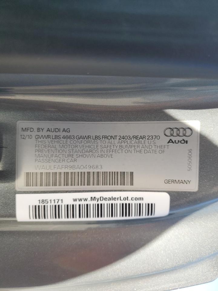 2011 Audi A5 Premium Plus VIN: WAULFAFR9BA049683 Lot: 56586245