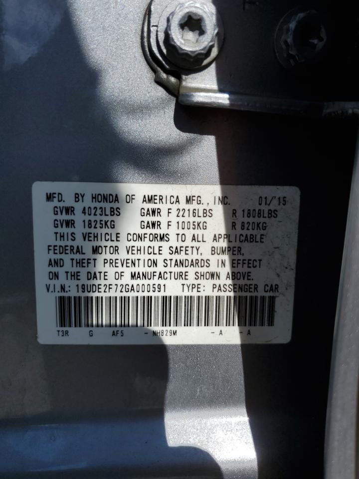 2016 Acura Ilx Premium VIN: 19UDE2F72GA000591 Lot: 55469665