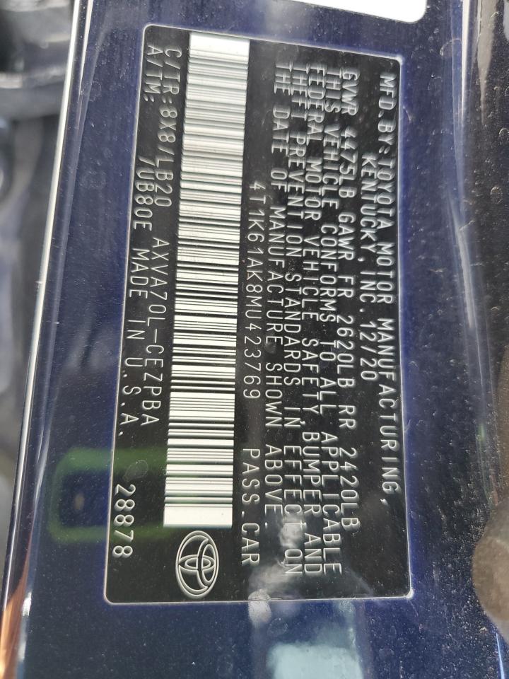 4T1K61AK8MU423769 TOYOTA CAMRY 2021