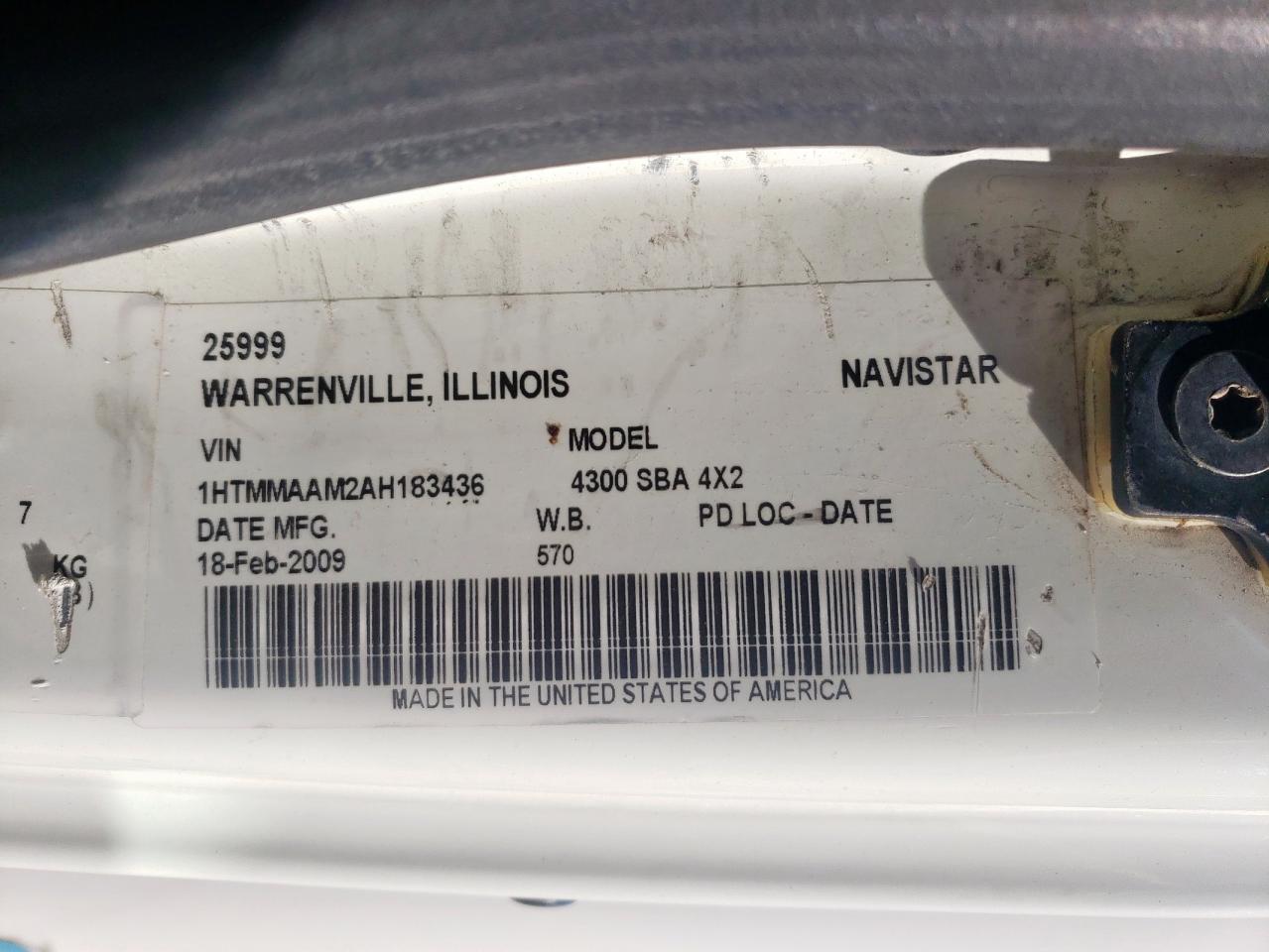 2010 International 4000 4300 VIN: 1HTMMAAM2AH183436 Lot: 54938475