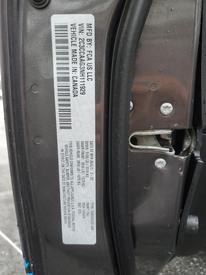 2022 Chrysler 300 Touring VIN: 2C3CCAAG3NH111929 Lot: 58708155