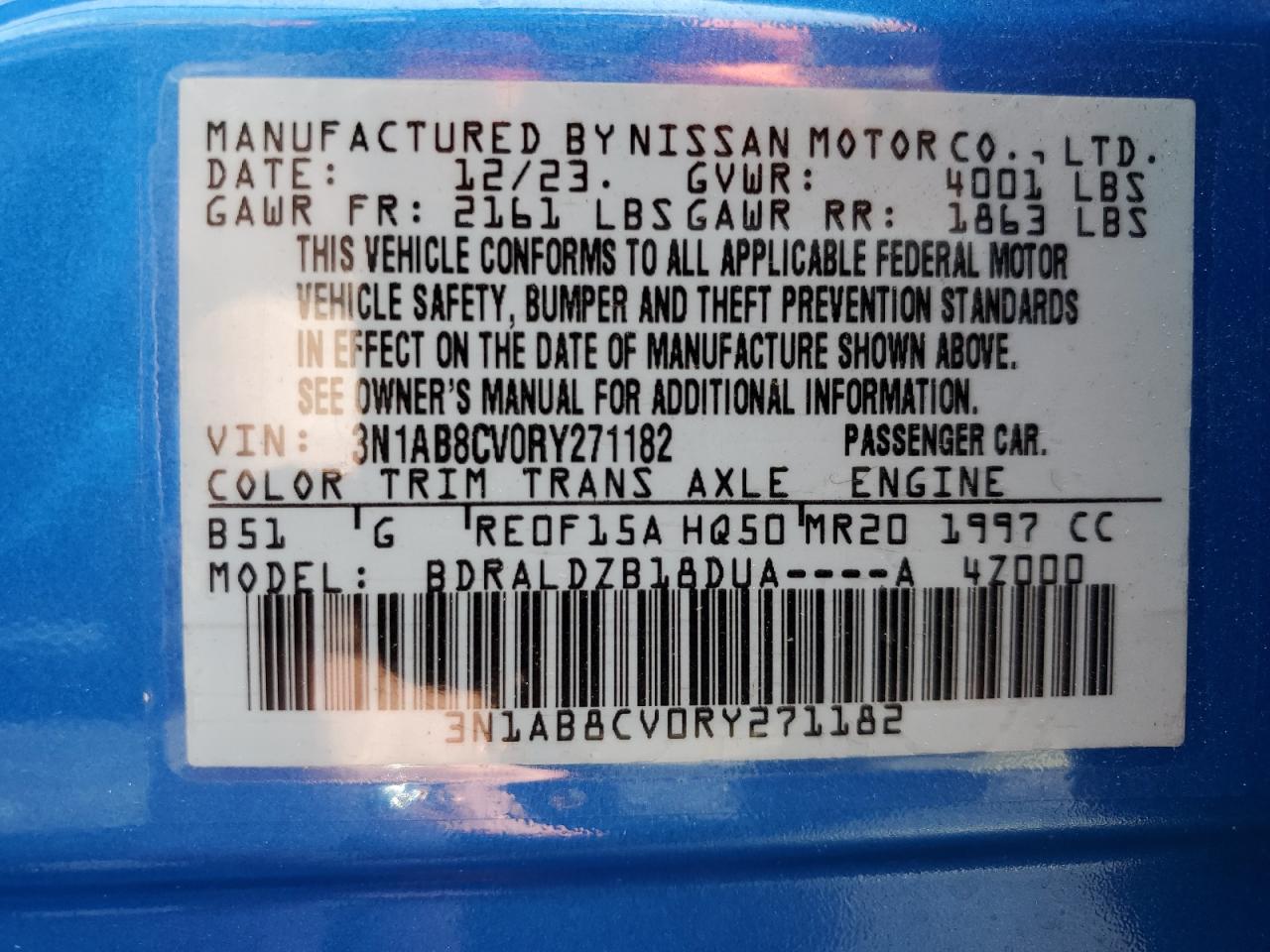 3N1AB8CV0RY271182 NISSAN SENTRA 2024