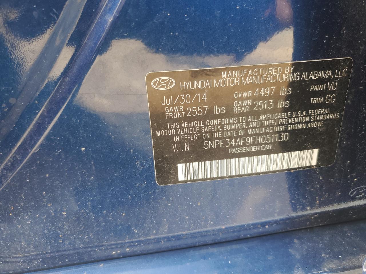 2015 Hyundai Sonata Sport VIN: 5NPE34AF9FH051130 Lot: 57486045