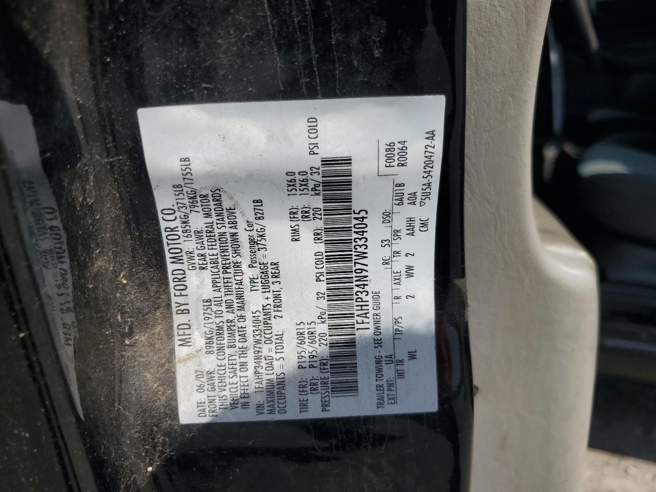 2007 Ford Focus Zx4 VIN: 1FAHP34N97W334045 Lot: 55477625