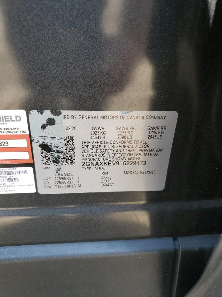 2GNAXKEV9L6229473 CHEVROLET EQUINOX 2020